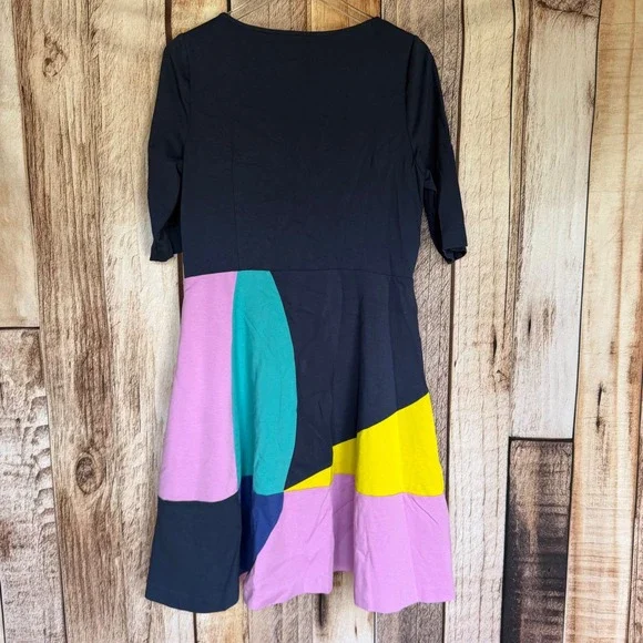 Boden Colorblock Dress Abstract Art Teacher Whimsical Colorful Style 14R Stretch - Picture 2 of 8